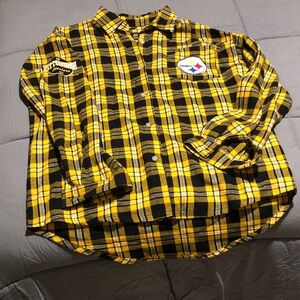 Yellow and Black Steelers Plaid Men's Shirt